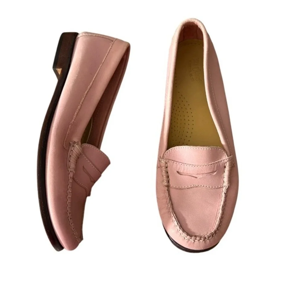 Weejuns Soft Pink Nubuck Leather Penny Loafers‎ sz 9M Excellent